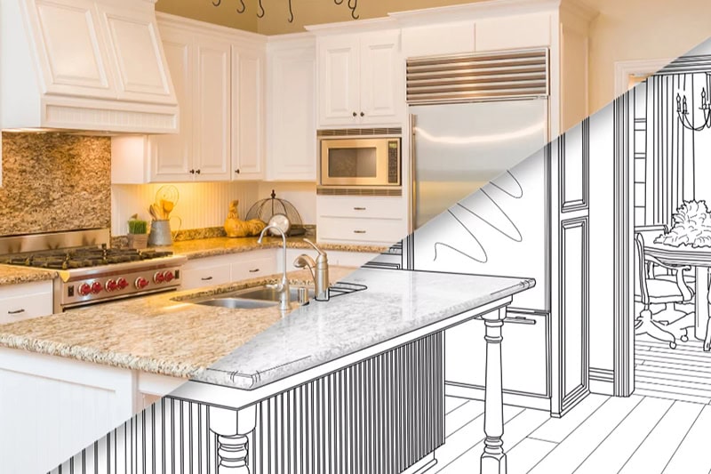 HVAC Options for New Home Construction. A sketch of a new kitchen.